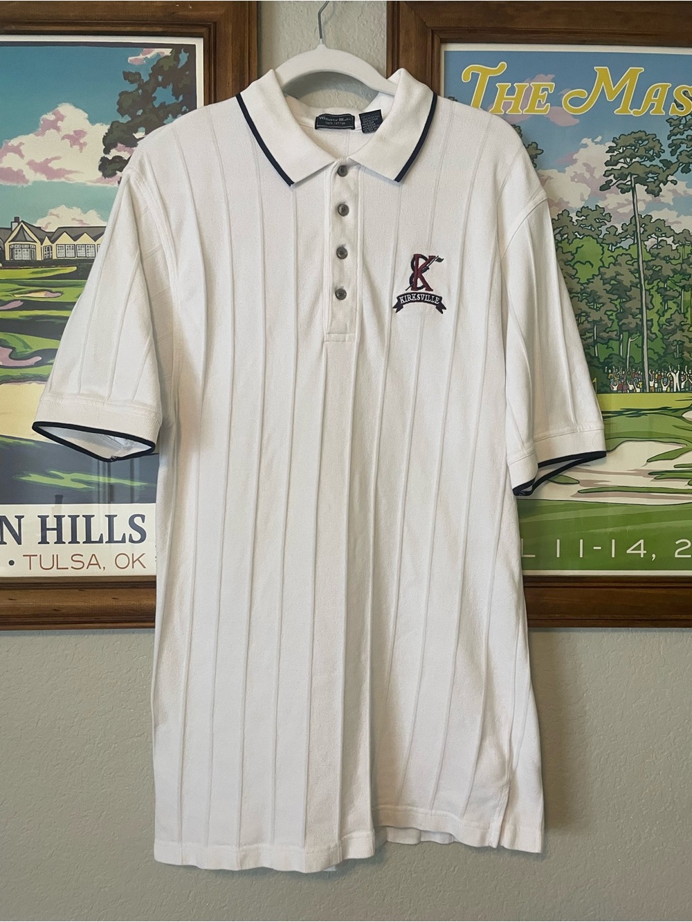 Winner Mate Kirksville Golf Polo Shirt Mens Medium White Textured Cotton